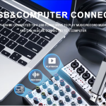 Mixer de Áudio Console Profissional 6 Canais 99DSP com MP3, Interface USB Placa de Som, Bluetooth, 48V Phantom Power