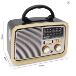 Rádio Portátil Retro Recarregável Am/fm Bluetooth Lanterna Cor Marrom