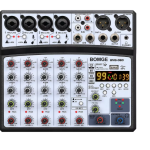 Mixer de Áudio Console Profissional 6 Canais 99DSP com MP3, Interface USB Placa de Som, Bluetooth, 48V Phantom Power