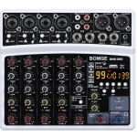 Mixer de Áudio Console Profissional 6 Canais 99DSP com MP3, Interface USB Placa de Som, Bluetooth, 48V Phantom Power